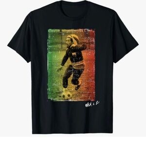 Bob Marley youth l large kids Tee Graphic Rasta football soccer T shirt Zion euc